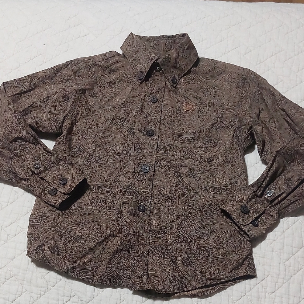 Cinch Brown Paisley Kids Shirt